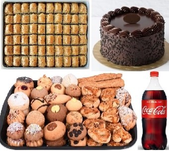 Çat Kapı Misafir Menüsü: Pasta Kuru Pasta Baklava ve Soğuk İçecek